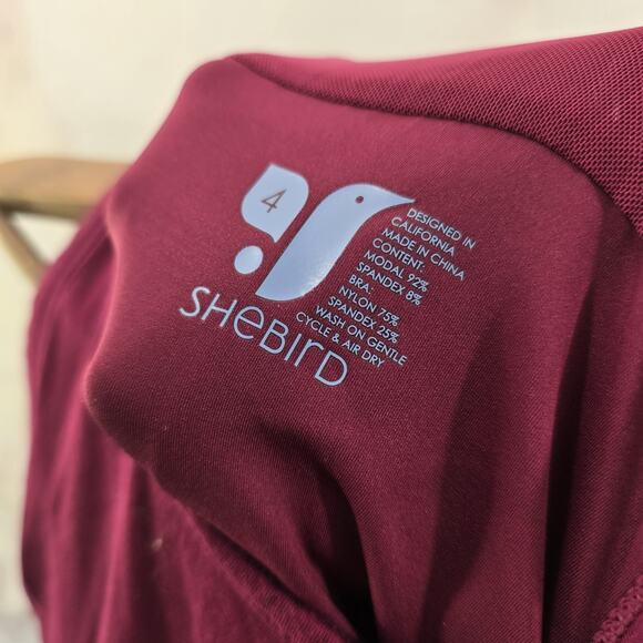 Shebird Tank Top Womens 4 Small Red Built In Padded Bra Freedom Maroon Shirt - Picture 3 of 9